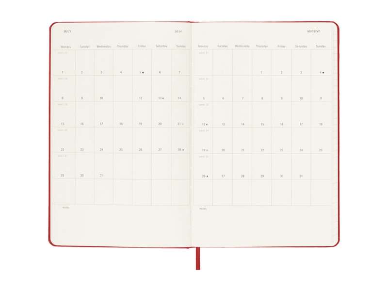 Записная книжка 12 месяцев на 2024 год, в твердой обложке, красный, Large, 13х21 №4