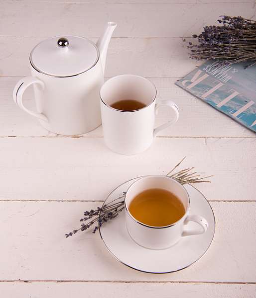 Набор PLATINUM: чайная пара и чайник в подарочной упаковке, 200мл и 900мл, костяной фарфор №3