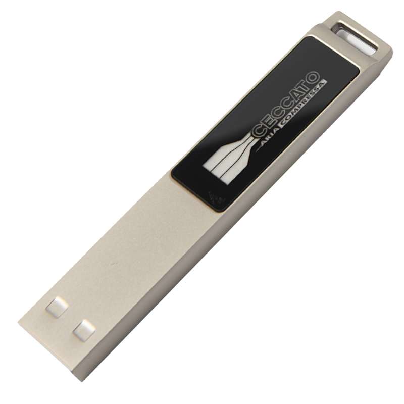 USB flash-карта LED с белой подсветкой (8Гб), серебристая, 6,6х1,2х0,45 см, металл