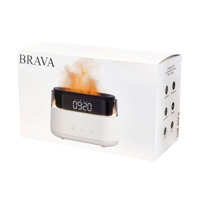 Светодиодный USB увлажнитель-ароматизатор Brava с часами с RGB подсветкой, белый №5