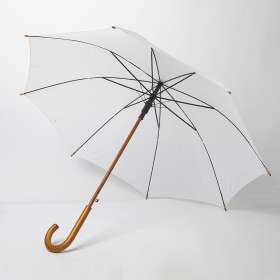 Зонт-трость механический, деревянная ручка, нейлон, D=105, белый №2