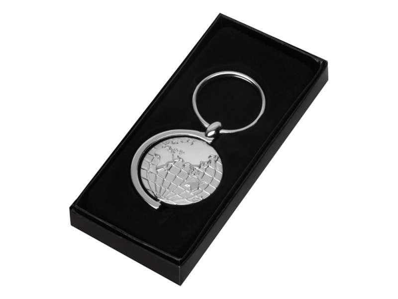 Брелок с глобусом, вращающимся внутри кольца, серебристый №6