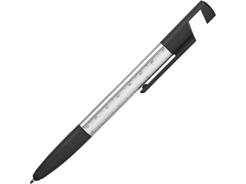 Ручка-стилус металлическая шариковая многофункциональная (6 функций) Multy, серебристый №3