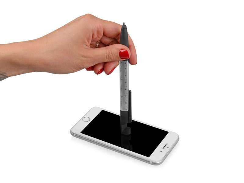 Ручка-стилус металлическая шариковая многофункциональная (6 функций) Multy, серебристый №5