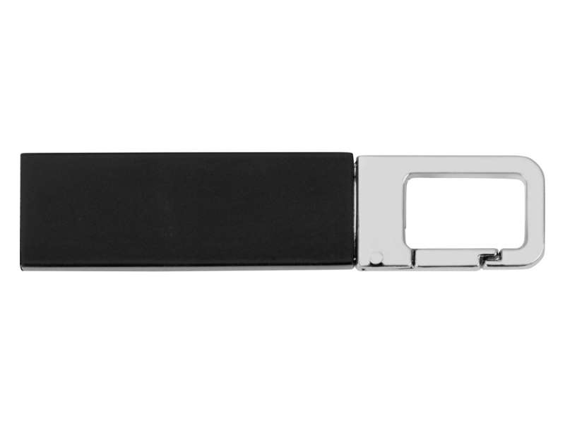 Флеш-карта USB 2.0 16 Gb с карабином Hook, черный/серебристый №2