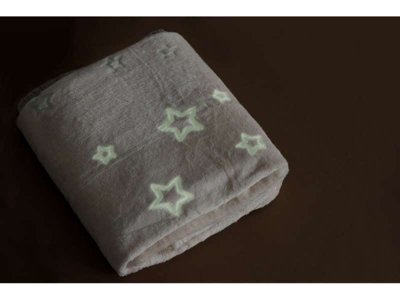 Плед из флиса Новогодний светящийся, бежевый №3