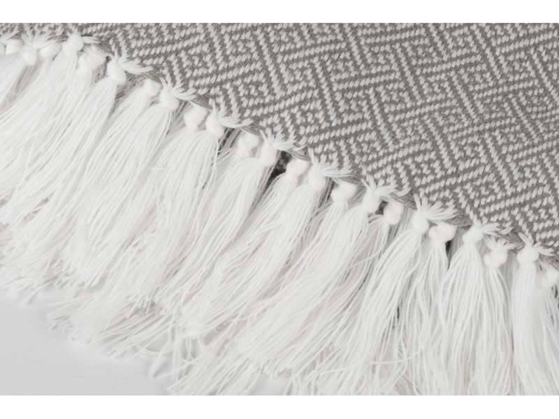 Плед акриловый Tassel с белой бахромой, бежевый №2