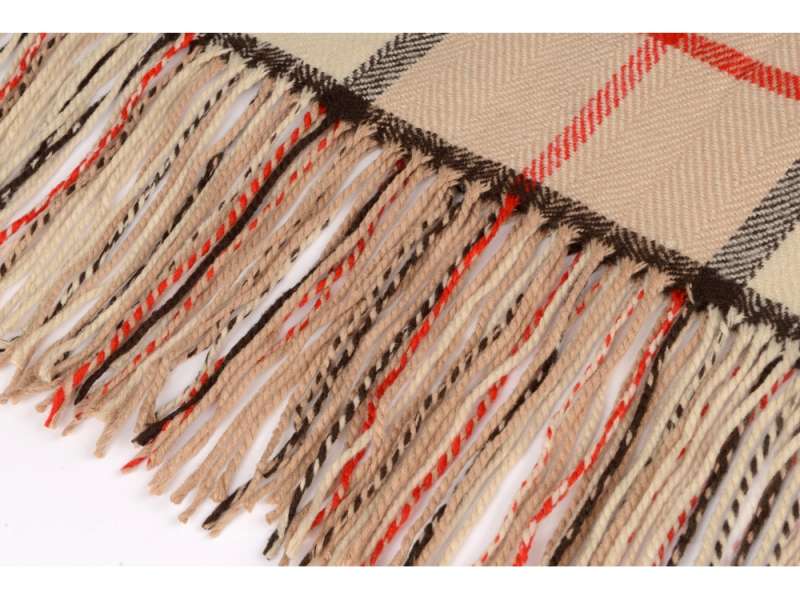 Плед акриловый в клетку Tartan, бежевый №2