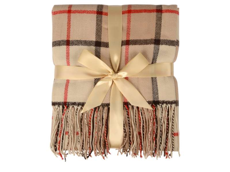 Плед акриловый в клетку Tartan, бежевый №3