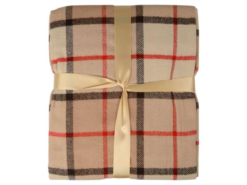 Плед акриловый в клетку Tartan, бежевый №4