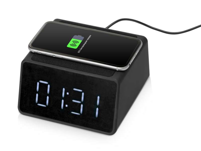 Беспроводная колонка с часами и функцией беспроводной зарядки Sentry, черный №10