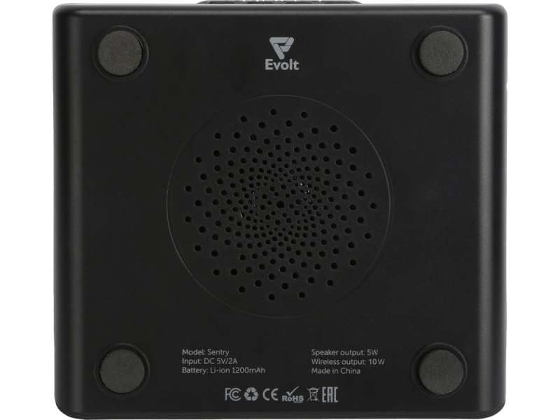 Беспроводная колонка с часами и функцией беспроводной зарядки Sentry, черный №3