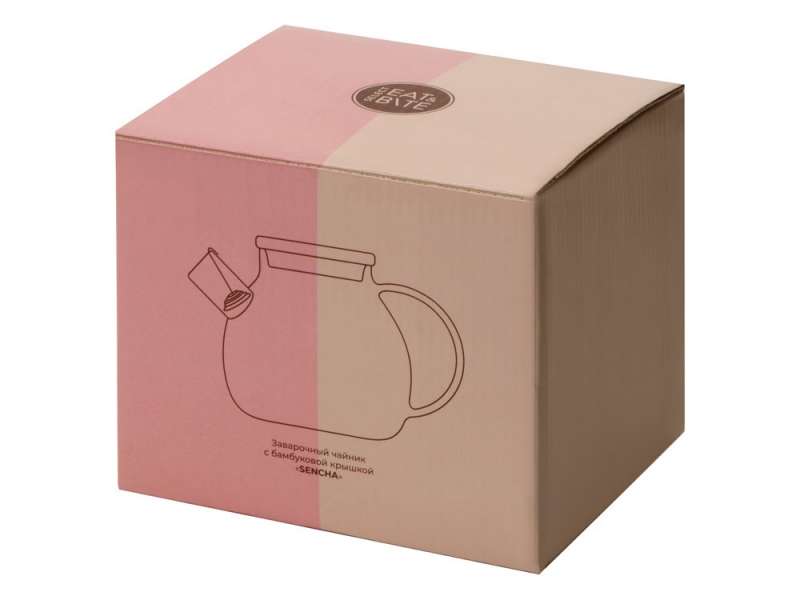 Стеклянный заварочный чайник Sencha с бамбуковой крышкой №6