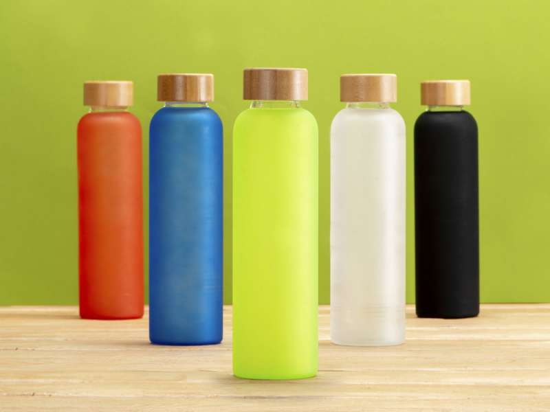 Стеклянная бутылка с бамбуковой крышкой Foggy, 600мл, красный №8