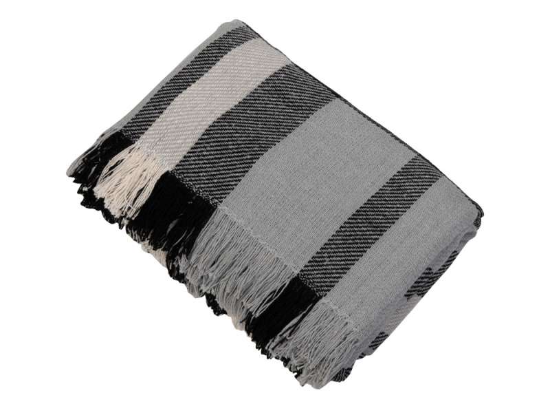 Плед Liner с бахромой, 140*205 см., серый с черным №4