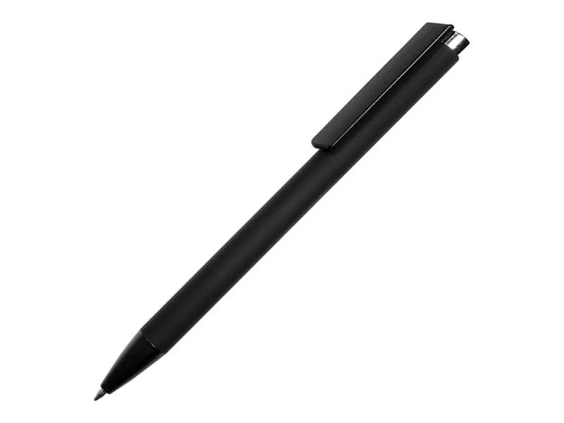Ручка металлическая шариковая Taper Metal софт-тач с цветным зеркальным слоем, черный с серебристым №2