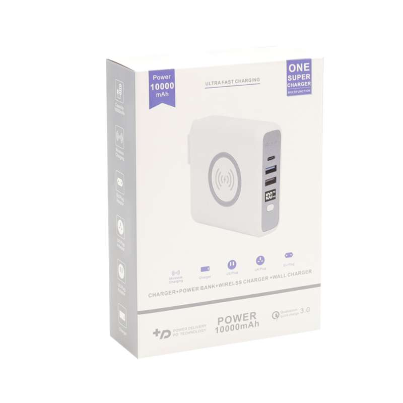 Внешний аккумулятор Gemini с беспроводной зарядкой и сетевым адаптером, 10000 mAh, белый №4