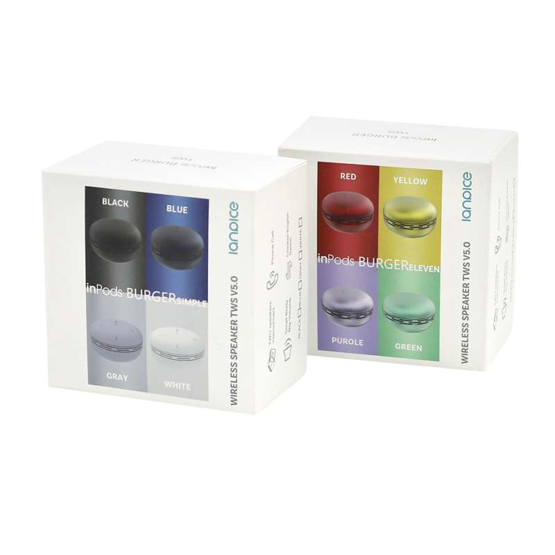 Беспроводная Bluetooth колонка Burger Inpods TWS софт-тач, красная №3