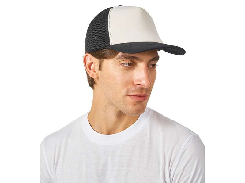 Бейсболка под сублимацию с сеткой Newport, белый/черный №2