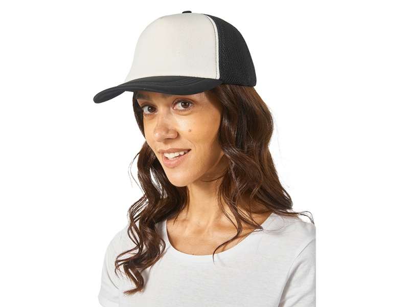 Бейсболка под сублимацию с сеткой Newport, белый/черный №3