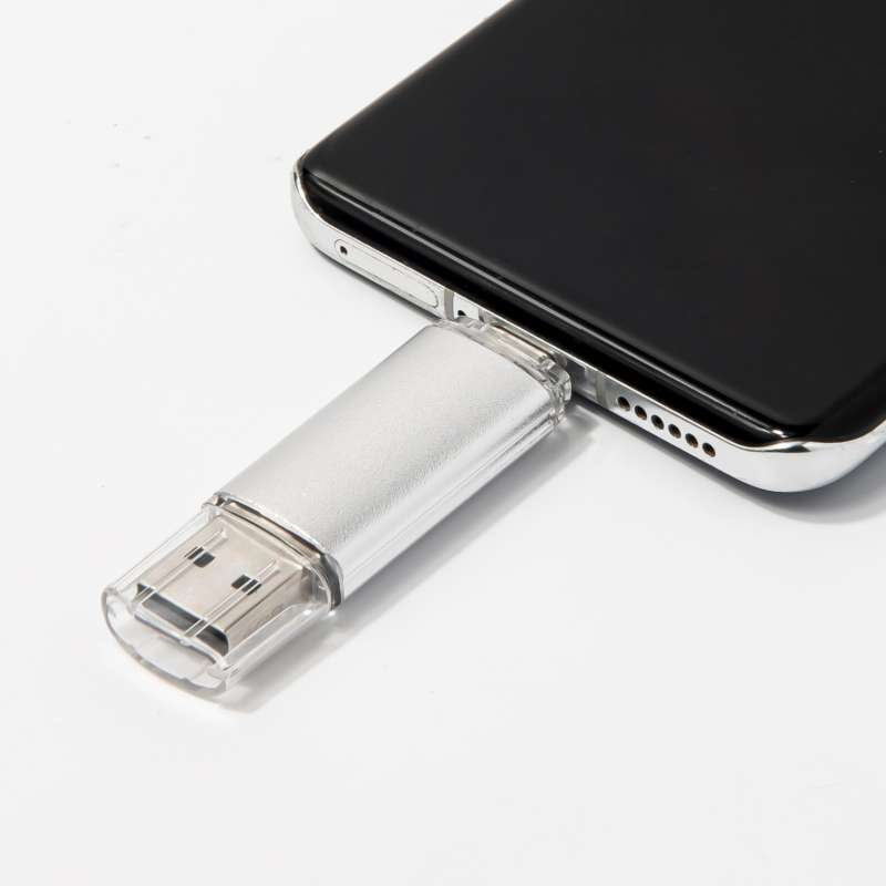 USB flash-карта ASSORTI OTG Type-C (16Гб), серебристая, 6,3х1,7х0,8 см, металл №2