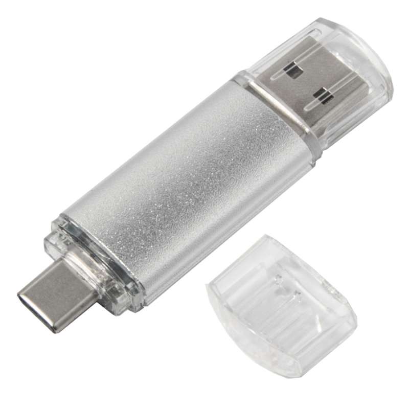 USB flash-карта ASSORTI OTG Type-C (16Гб), серебристая, 6,3х1,7х0,8 см, металл №4