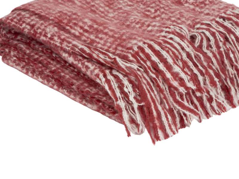 Акриловый плед Harp 130x180 см, белый/бордо №2