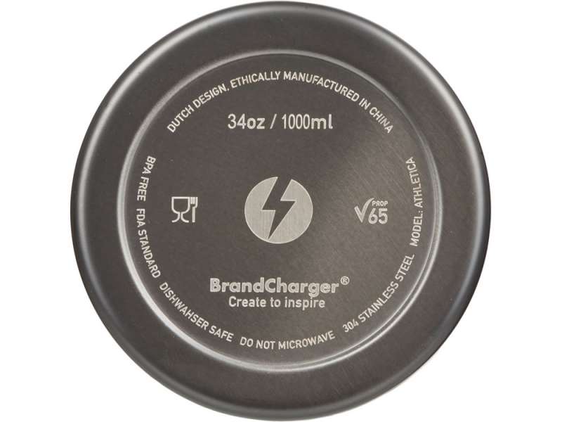 Бутылка для воды Athletica, 1000 мл, нержавеющая сталь, серый №8