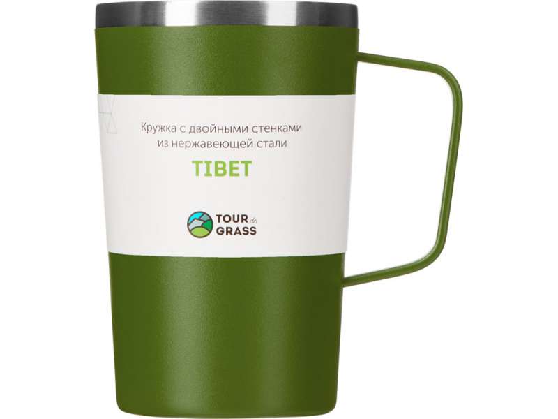 Стальная кружка с двойными стенками и порошковым покрытием Tibet, хаки №4