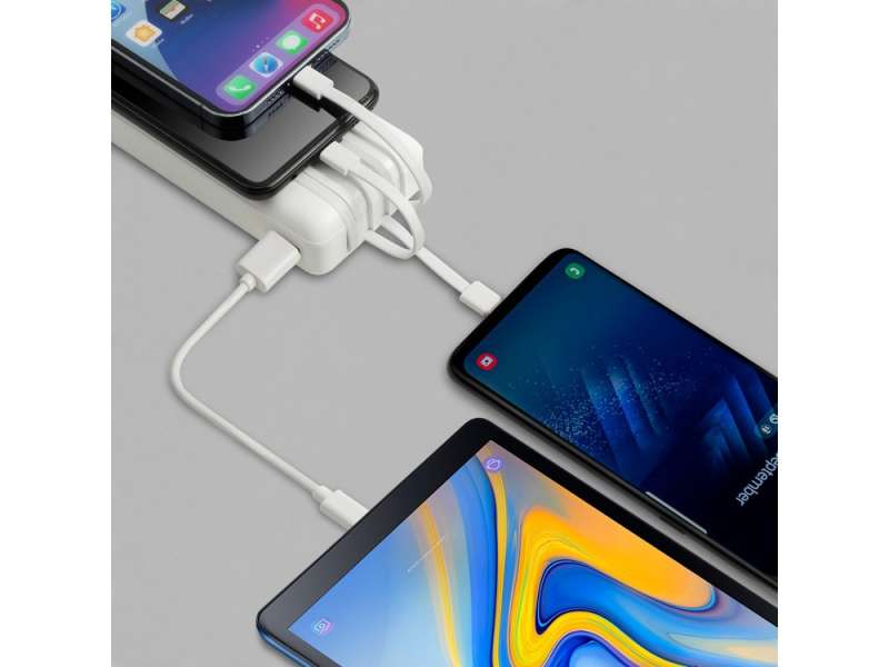 RIVACASE VA2220 (20000 мАч) внешний аккумулятор с дисплеем и встроенными кабелями, белый, 12/24 №4