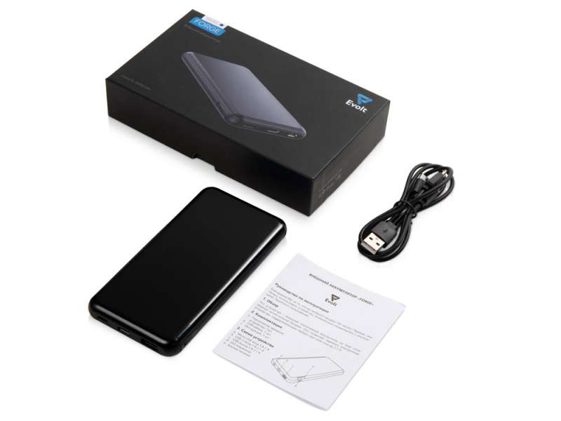 Внешний аккумулятор Forge, Evolt, металл, 10000mah, черный №7