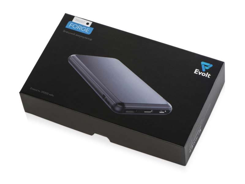 Внешний аккумулятор Forge, Evolt, металл, 10000mah, черный №6