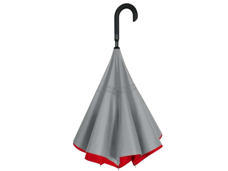 Зонт-трость наоборот Inversa, полуавтомат, красный/серый №8