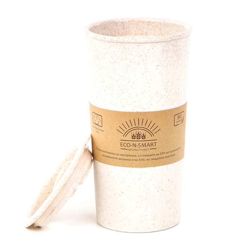 Термостакан с двойной стенкой Flathat из пшеничного волокна, бежевый №2