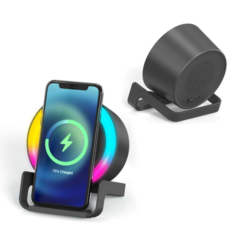 Беспроводная Bluetooth колонка U-Tone RGB c функцией беспроводной зарядки 15W, черный №3