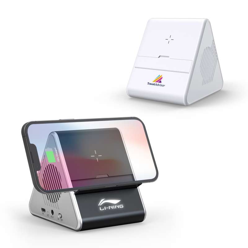 Колонка Dorn с беспроводной зарядкой и подсветкой гравировки, черный №12