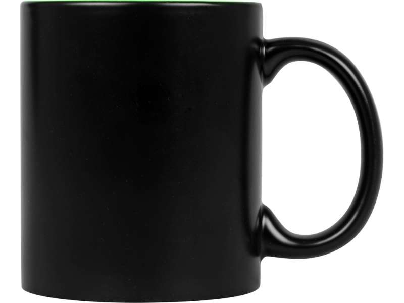 Кружка с покрытием для гравировки Subcolor BLK, черный/зеленое яблоко №3