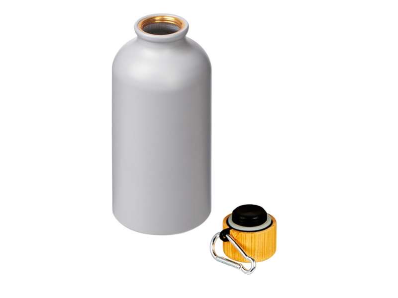 Матовая спортивная бутылка Hip S Bamboo с карабином и объемом 400 мл, серый №2