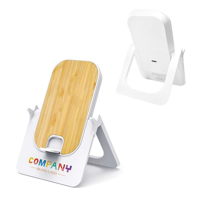 Беспроводное магнитное зарядное устройство Bambooco 15W, белый с бамбуковым №2