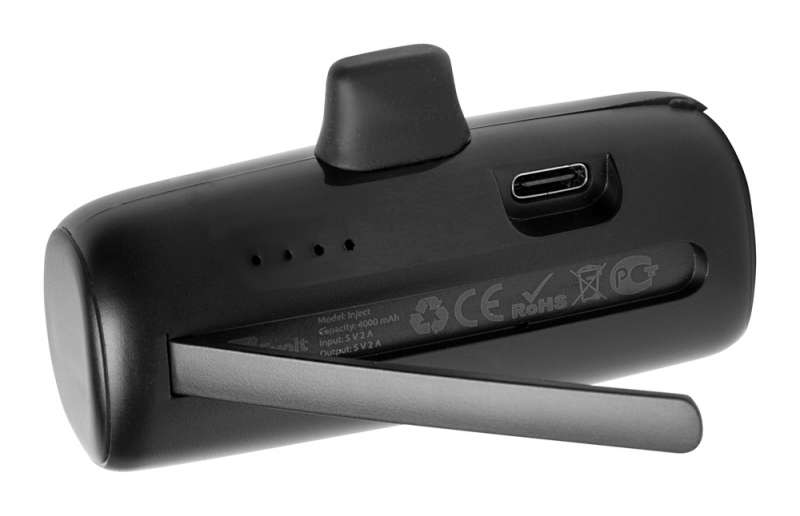 Внешний аккумулятор с разъёмом Type-C Inject, 4000 mAh, черный (Р) №6