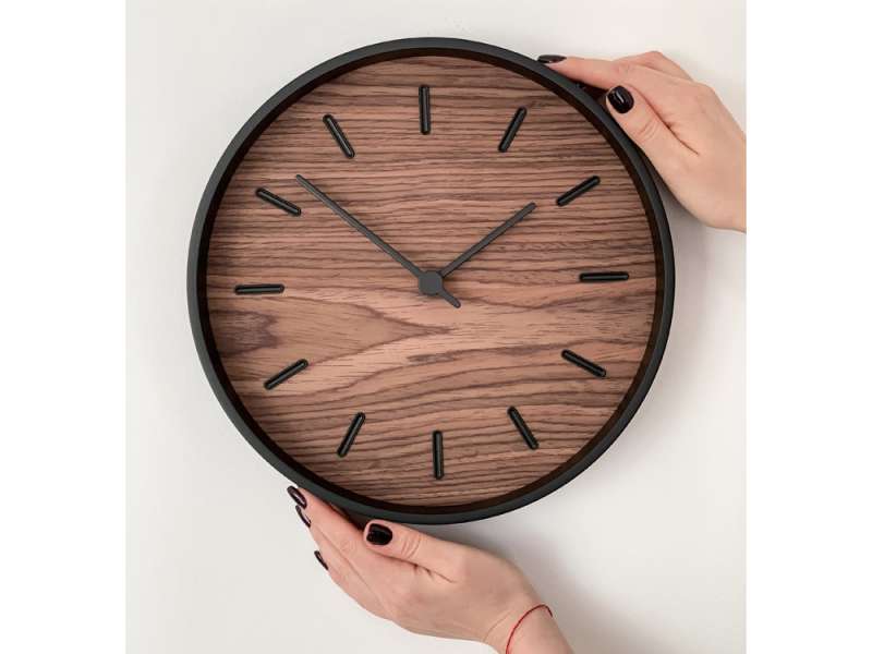 Часы настенные Tiger S, черный, орех №7