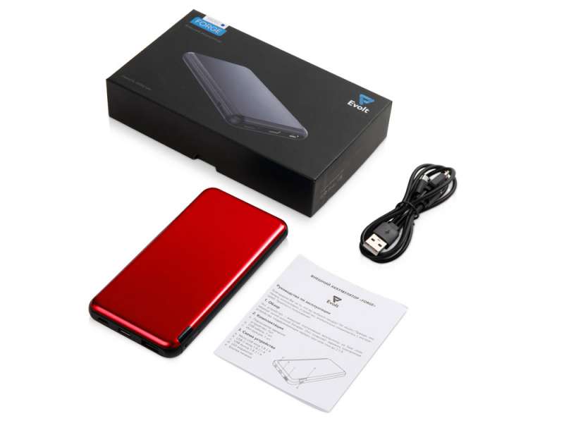 Внешний аккумулятор Forge v.2, металл, 10000mah, красный №7