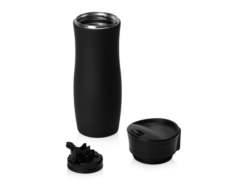 Вакуумная термокружка с кнопкой Streamline, Waterline, soft-touch, тубус, черный №3