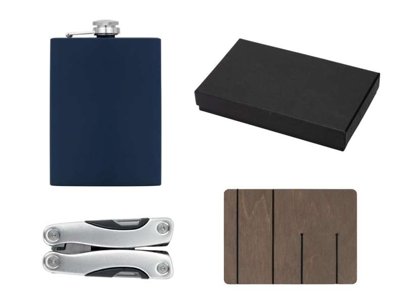 Набор с мультитулом и фляжкой Путешественник 2.0., темно-синий