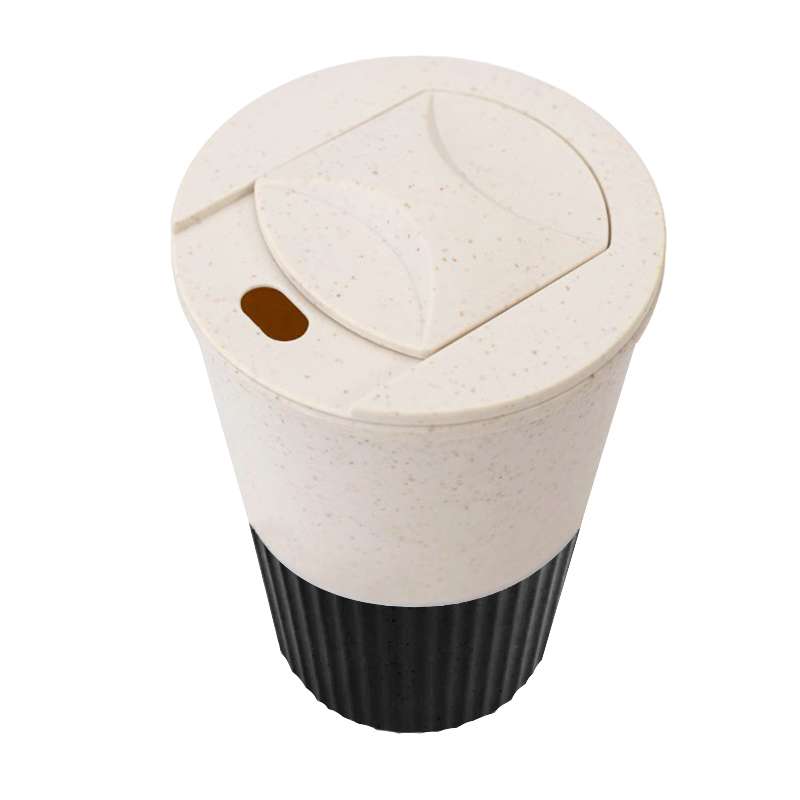 Термостакан пластиковый Wavy с манжетой, чёрный №2