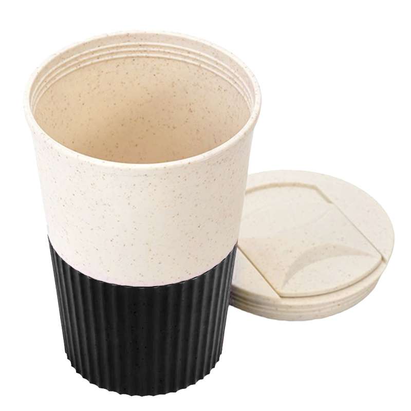 Термостакан пластиковый Wavy с манжетой, чёрный №3