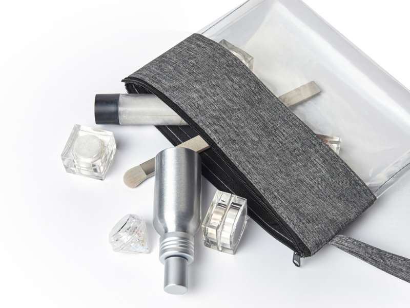 Косметичка из PVC и ткани Leony, прозрачный/темно-серый №2