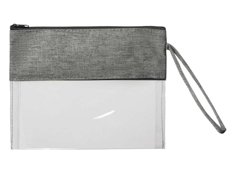 Косметичка из PVC и ткани Leony, прозрачный/темно-серый №3