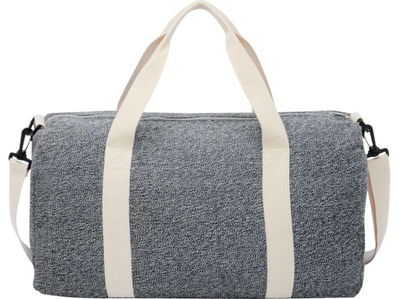 Спортивная сумка из переработанного хлопка и полиэстера плотностью 210 г/м2 Pheebs, черный/натуральный №2