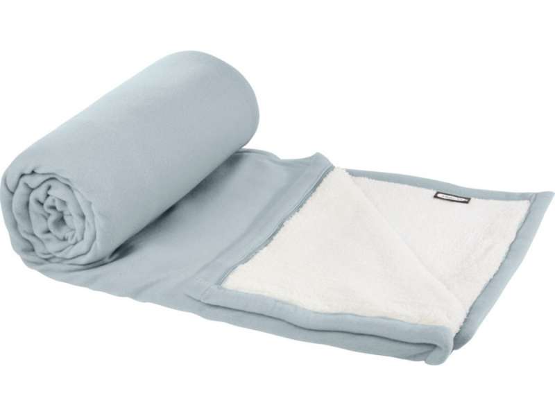 Плед Marigold из флиса из вторичного ПЭТ и искусственного меха, серый/белый №4